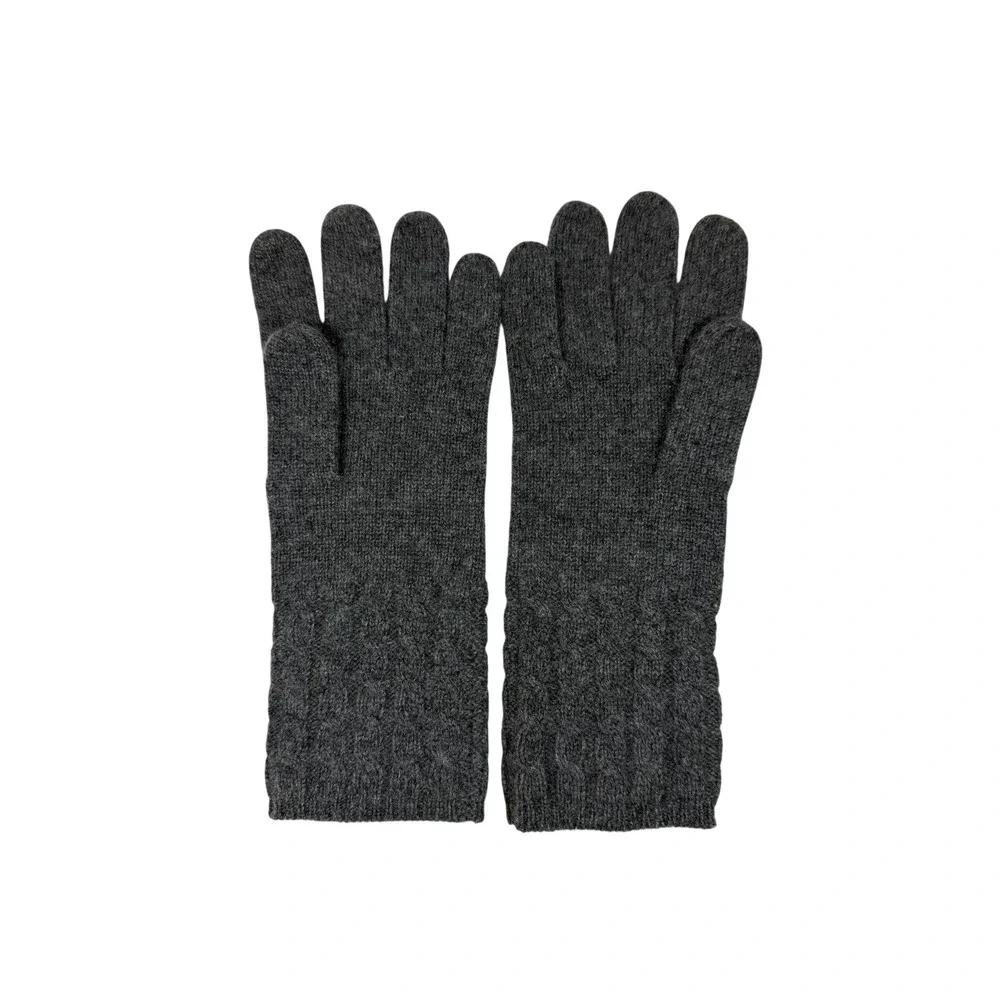 Charter Club Cashmere Gloves Womens One Size Gray Excellent Cable Knit Warm